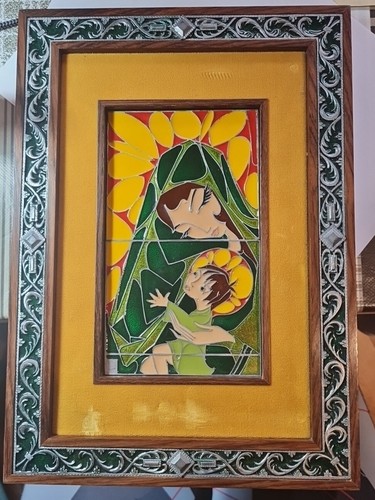 Icona vetro legno madonna - legno,,